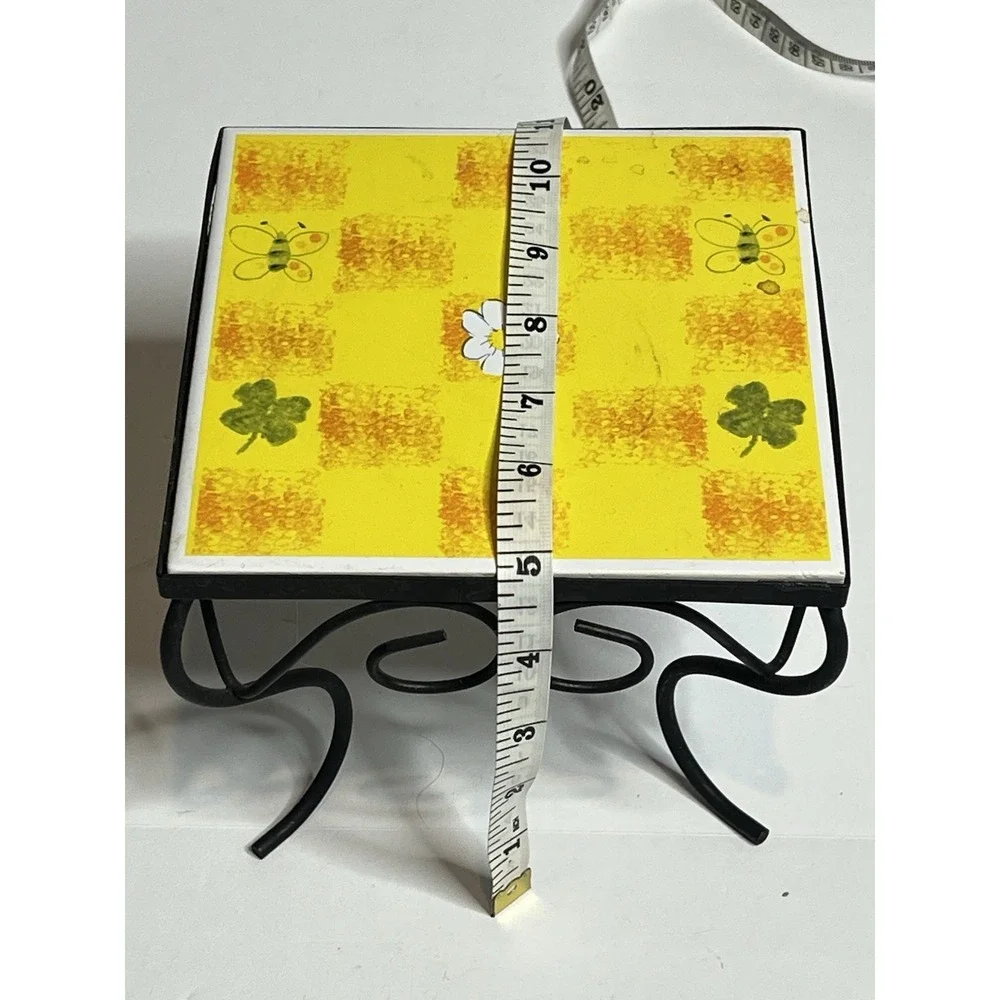 Chinese Yellow Miniature Butterflies Tile Plant Stand